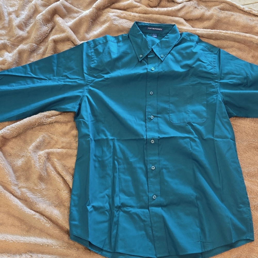 NWOT Mens Dark Teal Port Authority Long Sleeve Dress Shirt